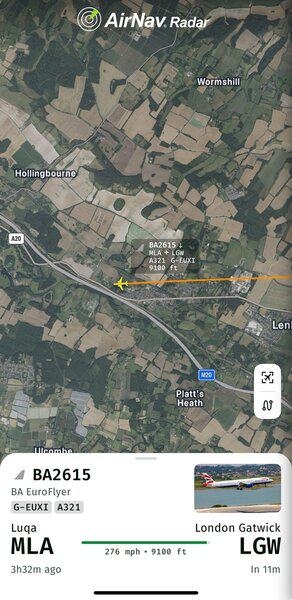 British Airways Flight BA2615 Declares Emergency En Route from Malta to London