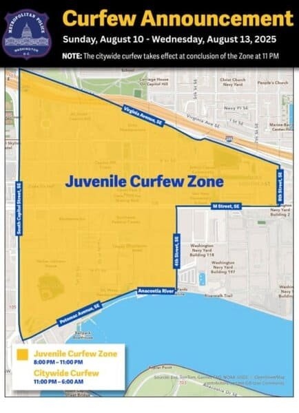 D.C. Juvenile Curfew Enforced in Southwest and Northeast Ahead of Trump Announcement