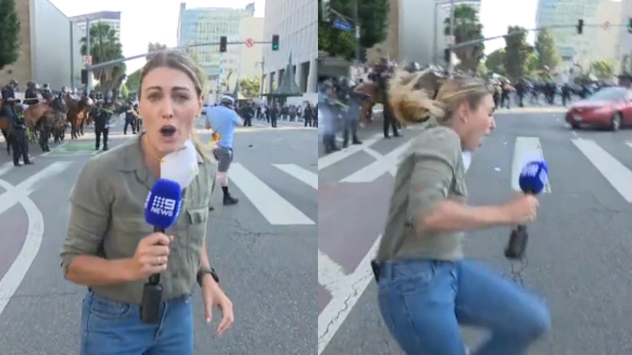 Nine journalist shot by rubber bullets in US previously celebrated jailing of anti-lockdown protest organiser