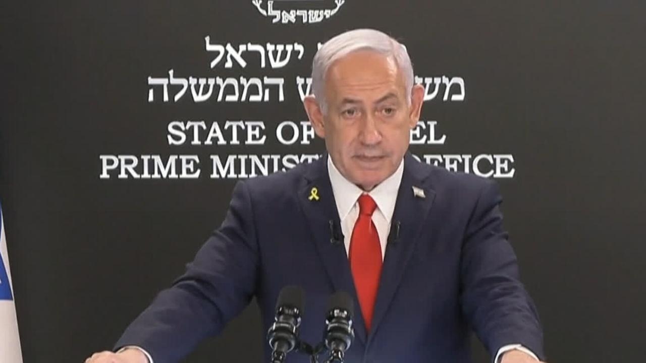 Benjamin Netanyahu delivers address on the war in Gaza