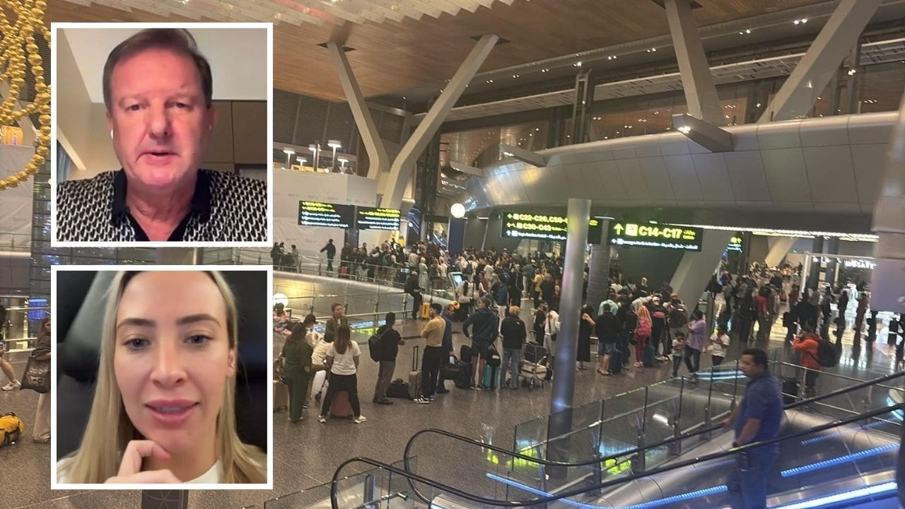 Australian tourists caught up in flight chaos after Iran fires missiles at Qatar