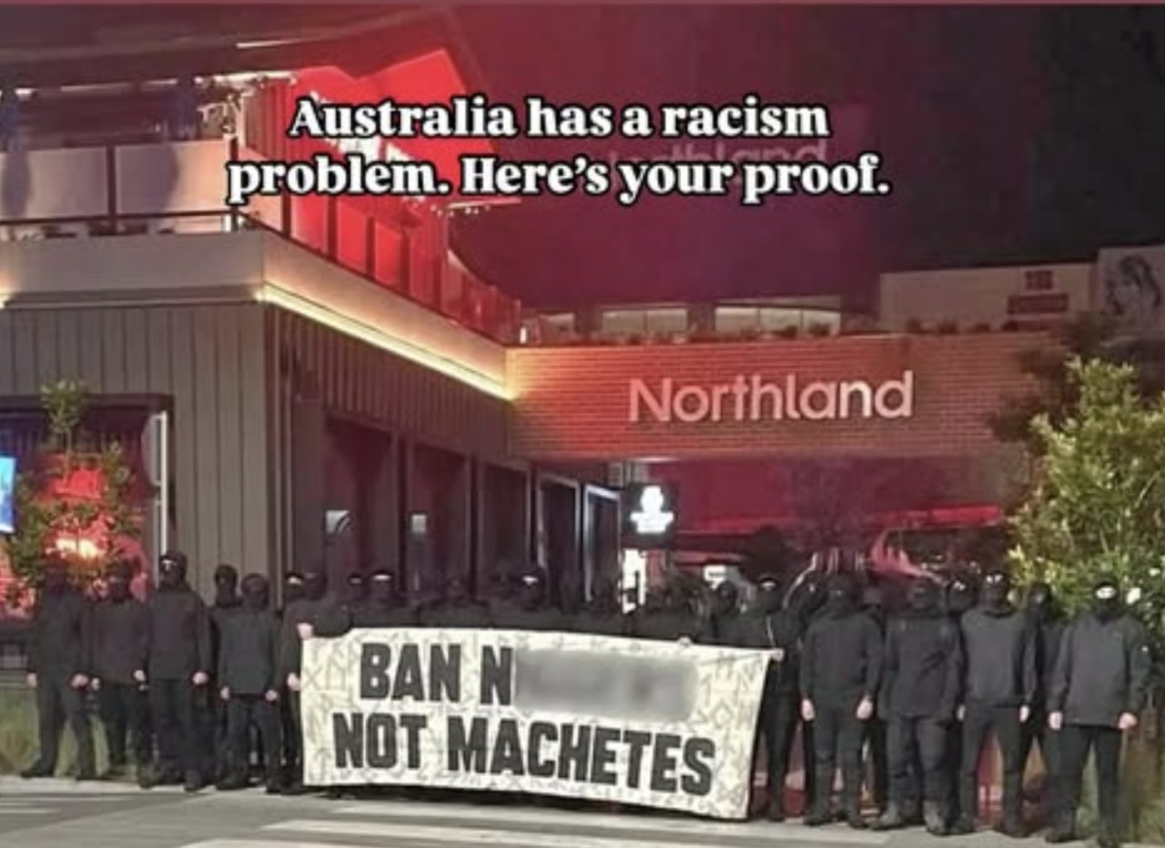 White supremacists gather outside Melbourne shopping centre