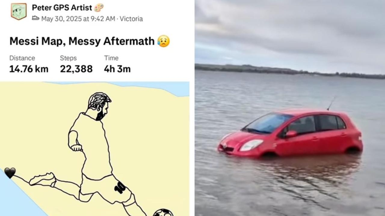 GPS artist's epic large-scale sketch of Lionel Messi ends in disaster after king tide swallows his car