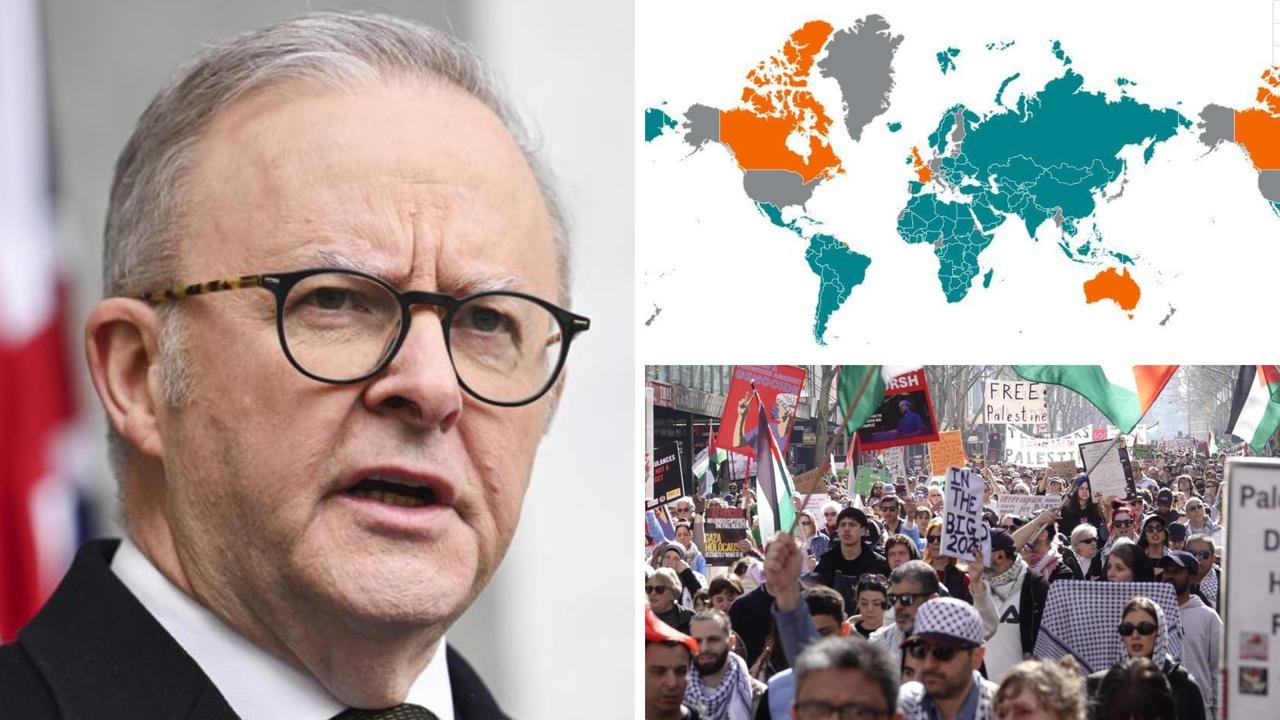 Map shows Australia's new place in the world after bold call on Palestine