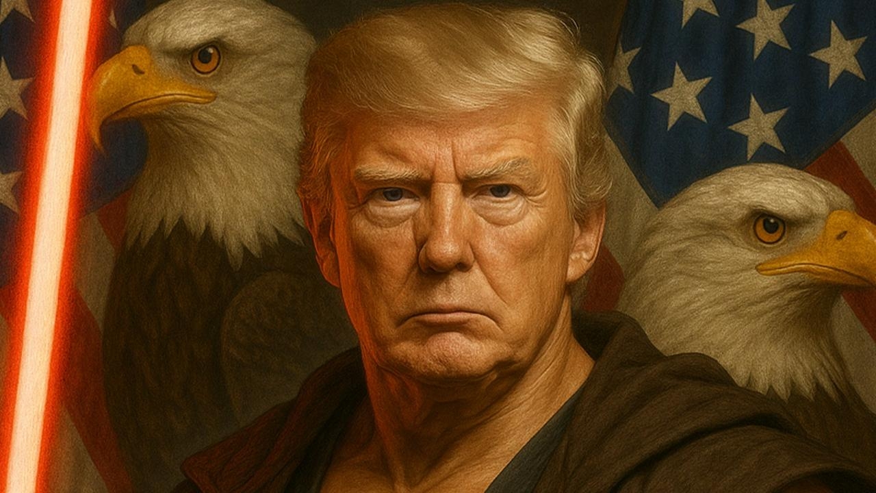 White House celebrates Star Wars Day with image of buff, lightsaber-wielding Trump