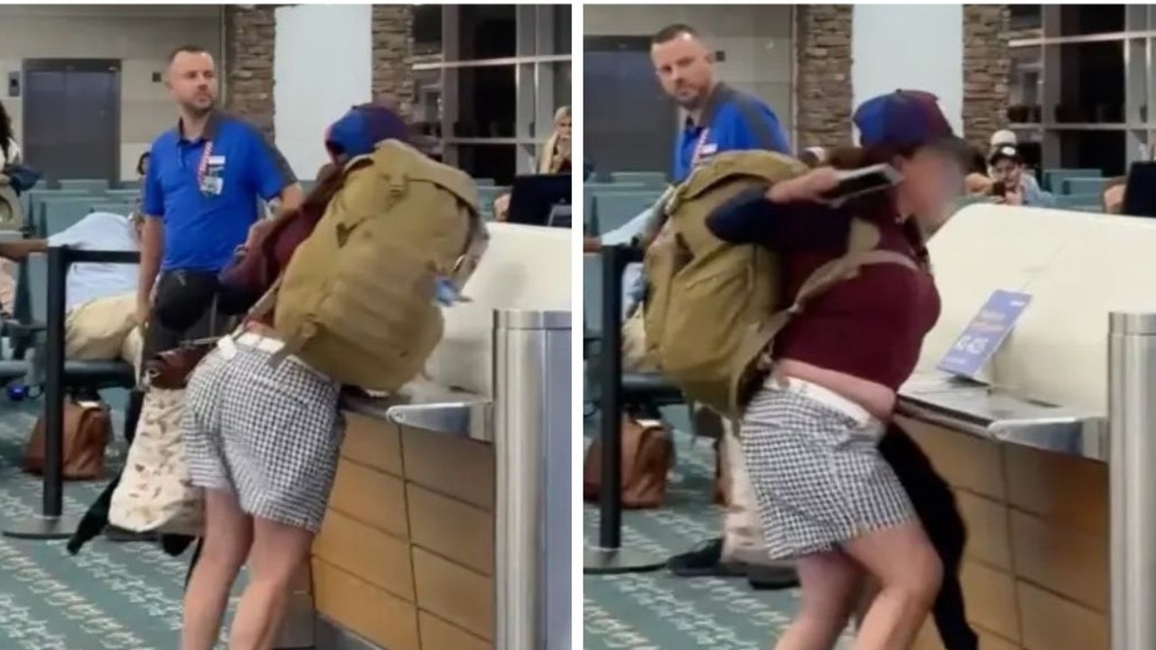 Moment passenger kicks airline staffer, smashes computer