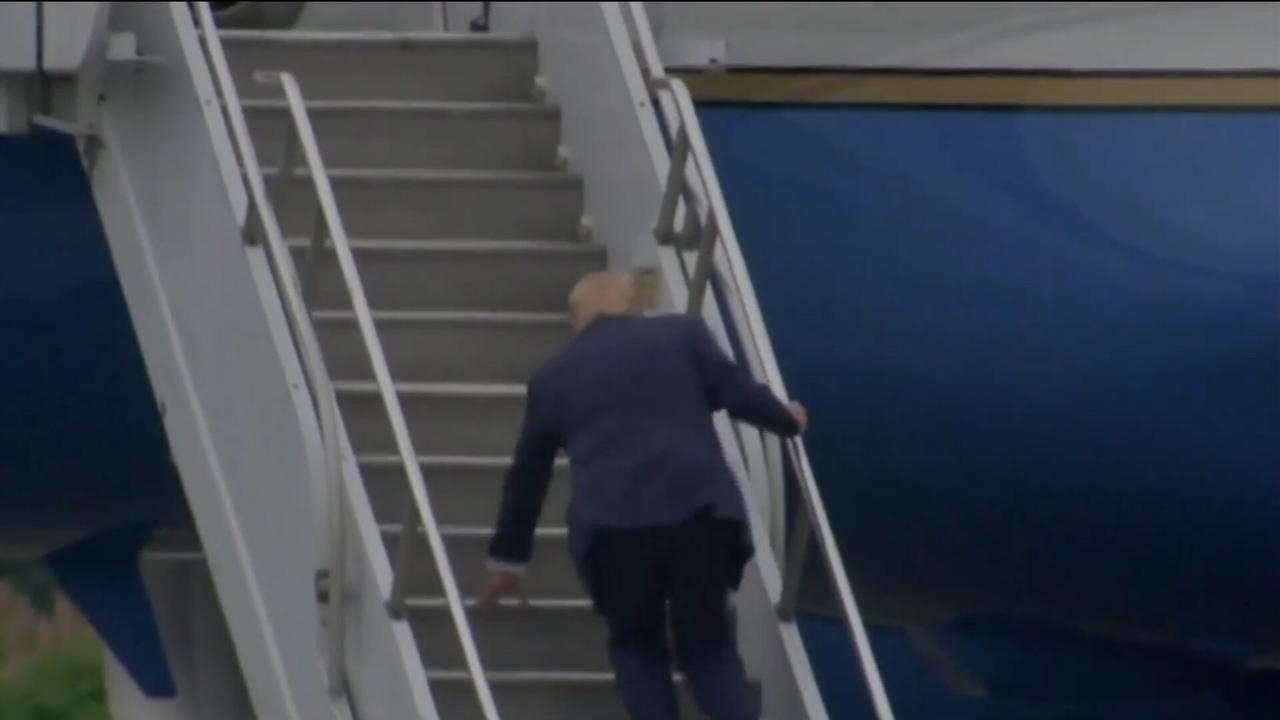 Donald Trump experiences ‘Biden moment' after viral stumble up Air Force One stairs