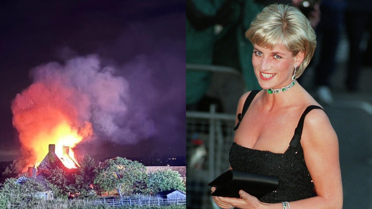 'Very sad': Fire tears through the late Princess Diana's historic family estate in suspected arson attack