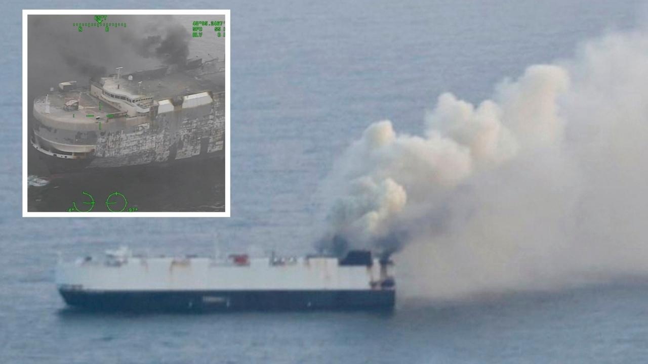Ship transporting thousands of cars sinks in Pacific after fire