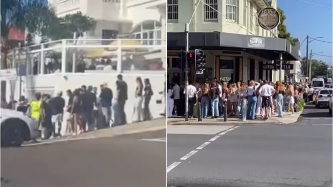 Long queues form outside Sydney's most popular pubs from 9am ahead of doors opening and Anzac Day marches finishing