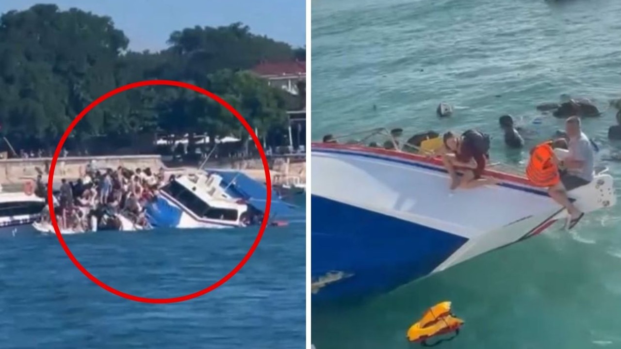 Terrifying moment tourist ferry sinks off coast of Bali