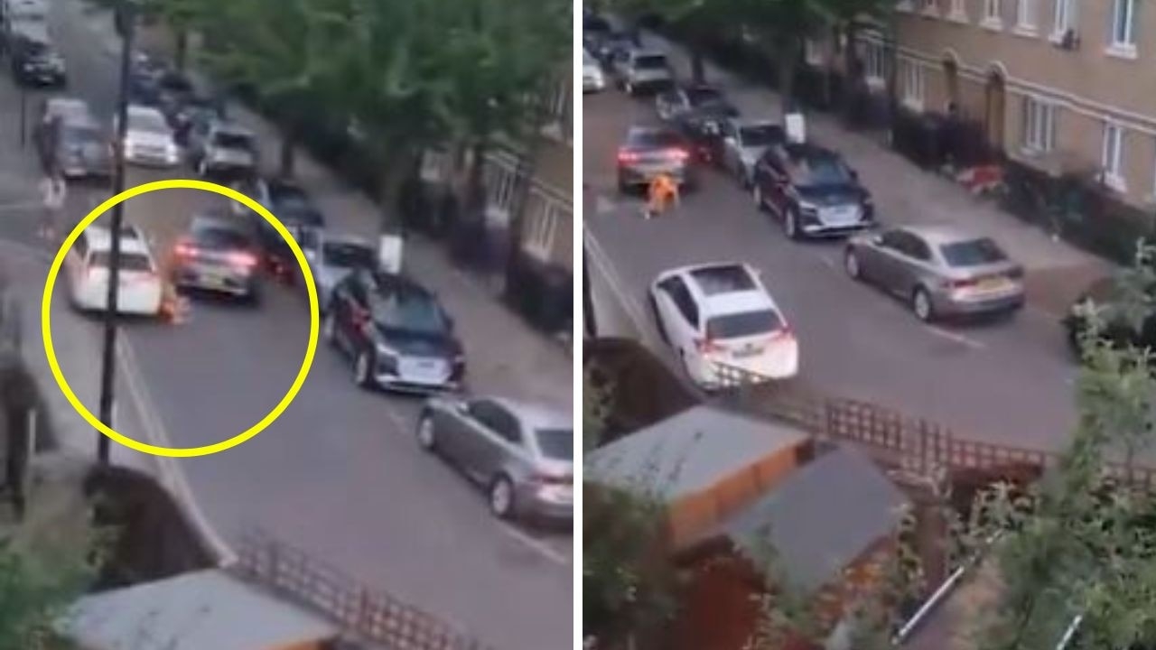 Horror scenes as car ploughs into pedestrian twice