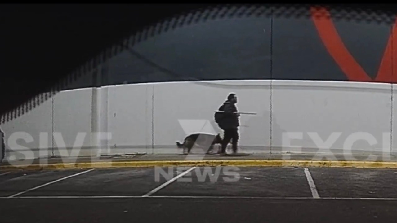 Chilling footage appears to show Ross Judd carrying a stake outside a Bunnings hours before he allegedly killed pregnant woman and her partner in Melbourne