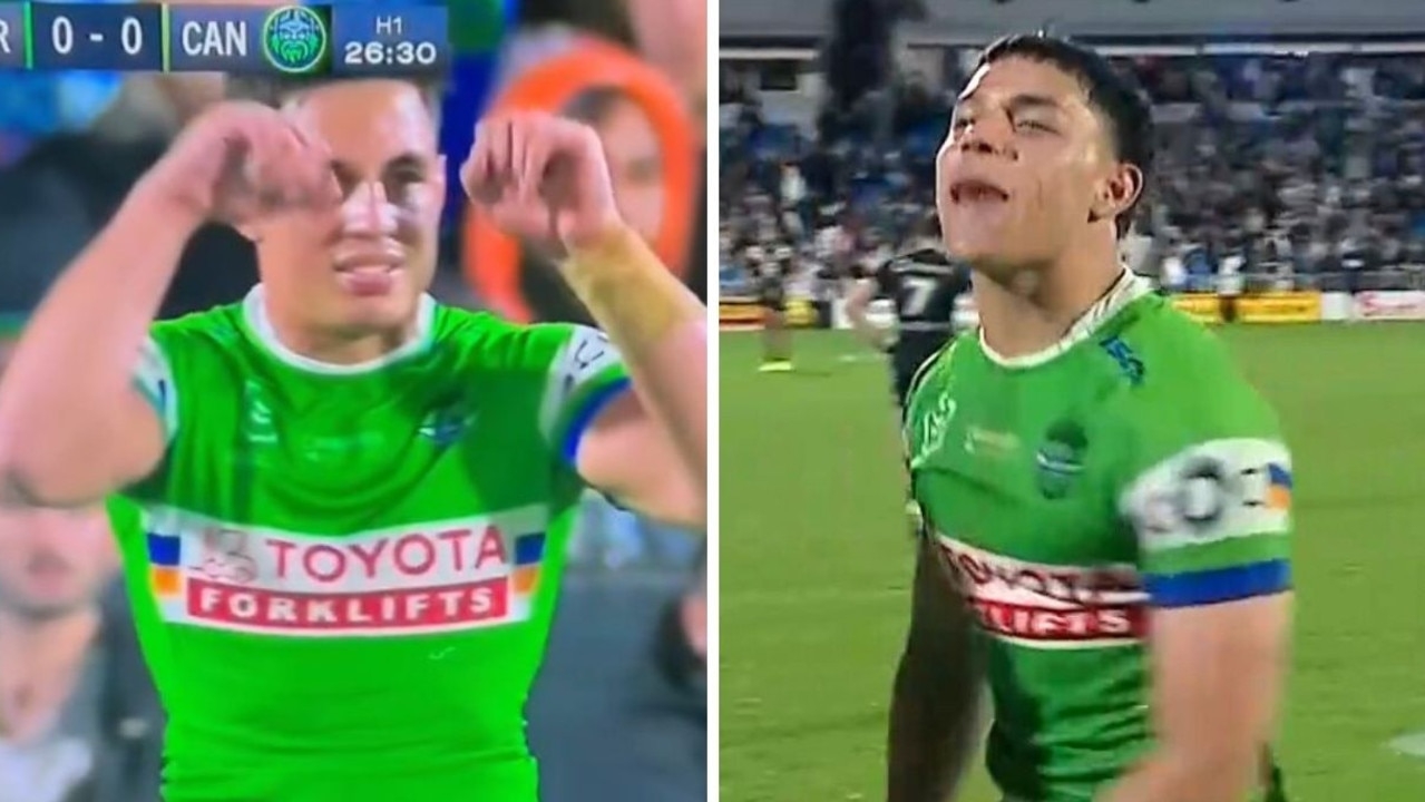 Raiders star's crybaby taunt amid ‘grub' antics in win over Warriors