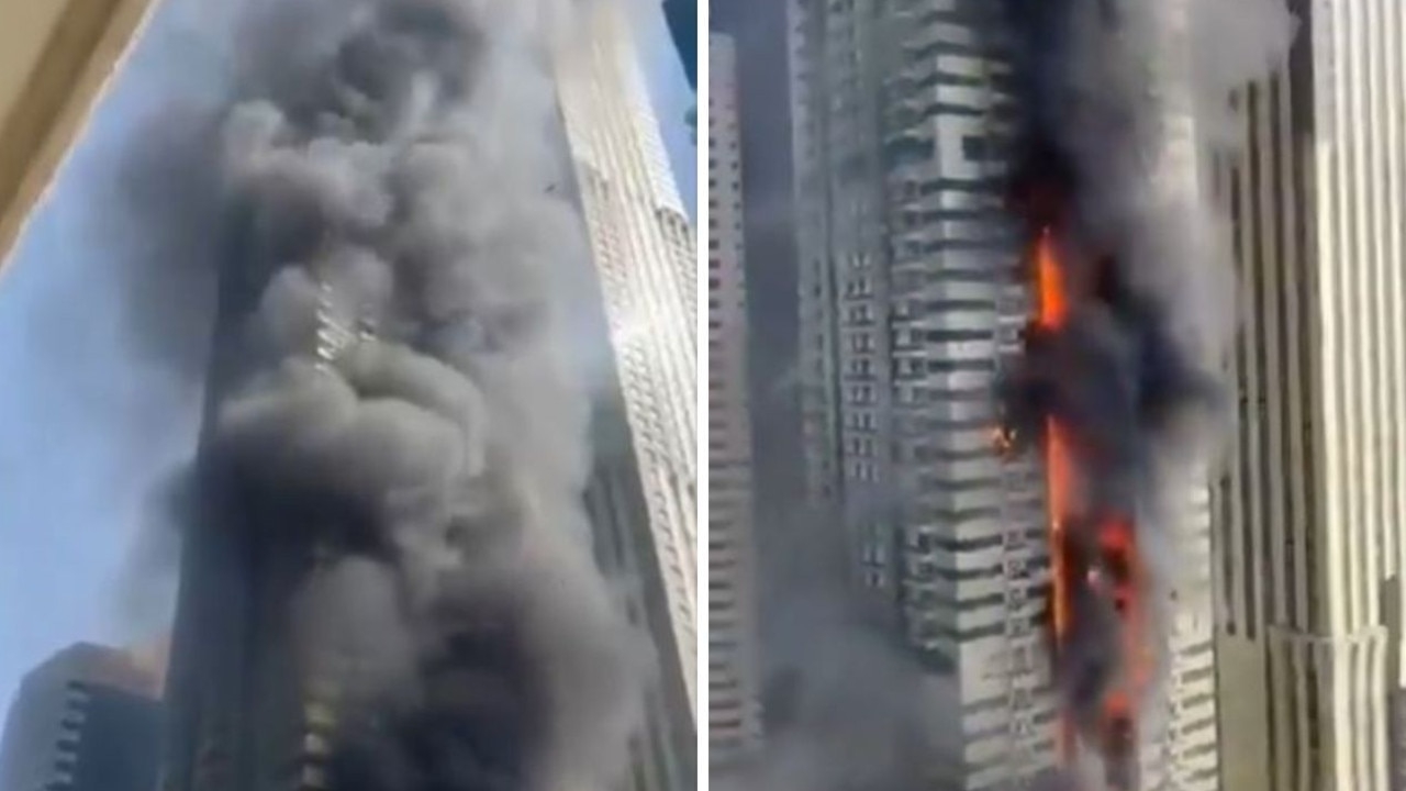 Skyscraper with 4000 residents bursts into flames