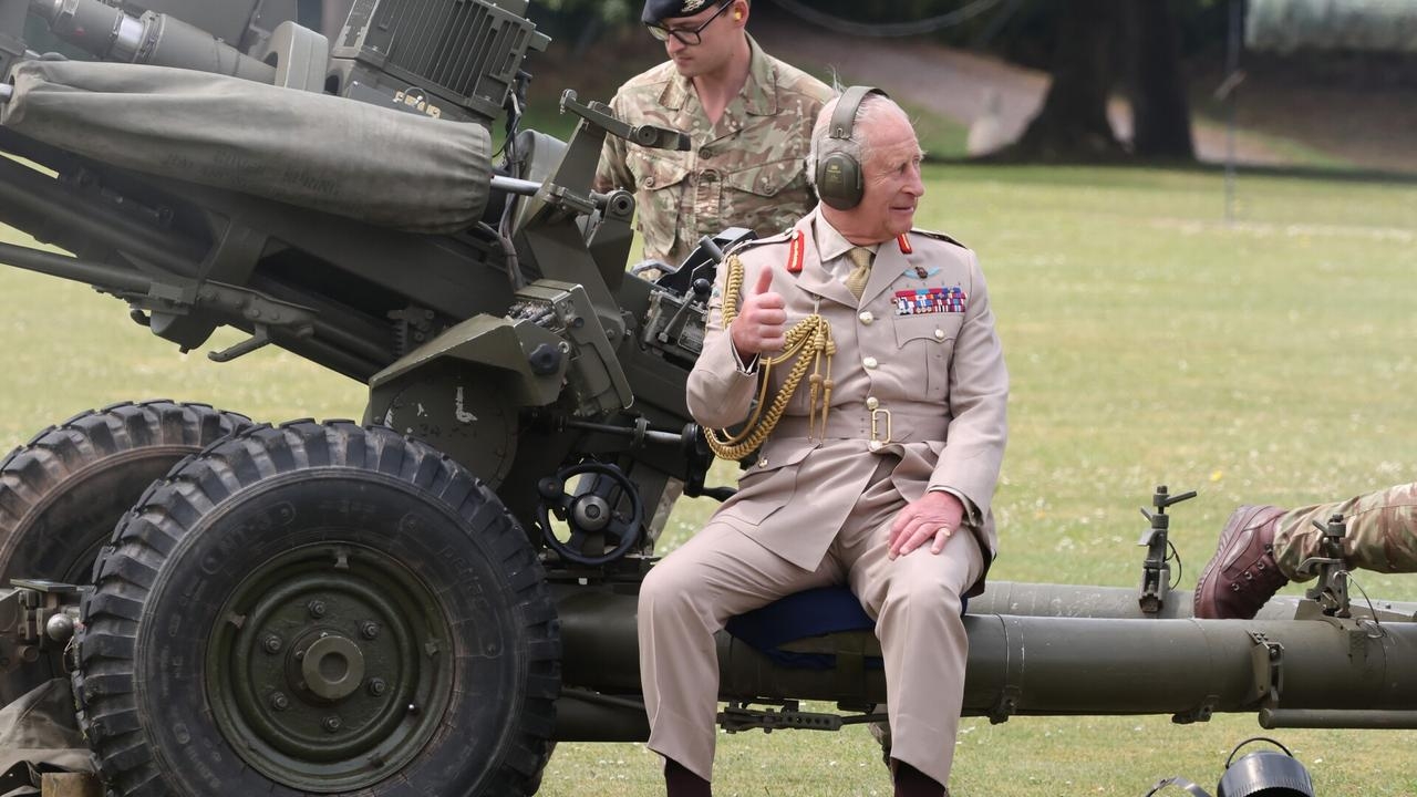 King Charles fires artillery gun during visit to home of Royal Artillery