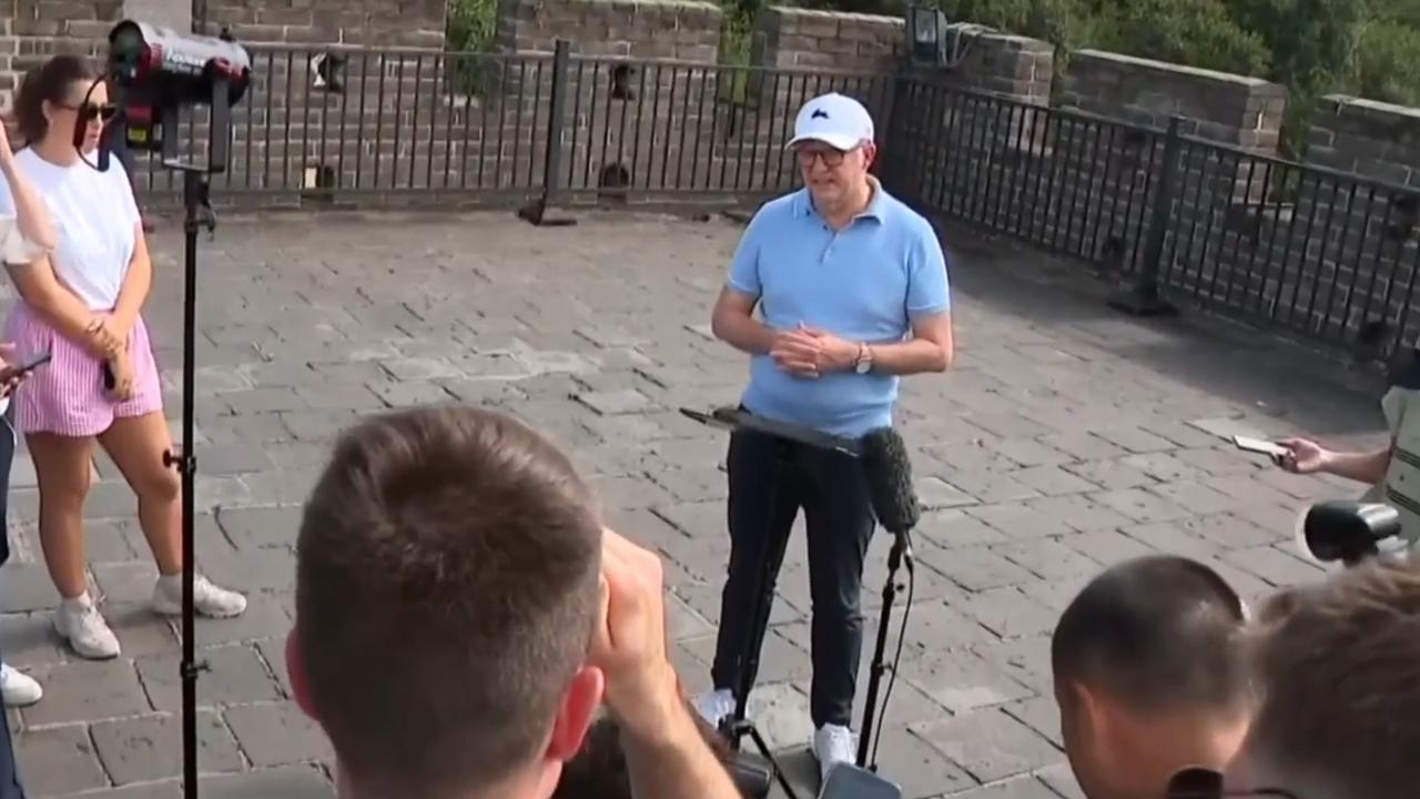 Anthony Albanese pitches for peace at the Great Wall of China