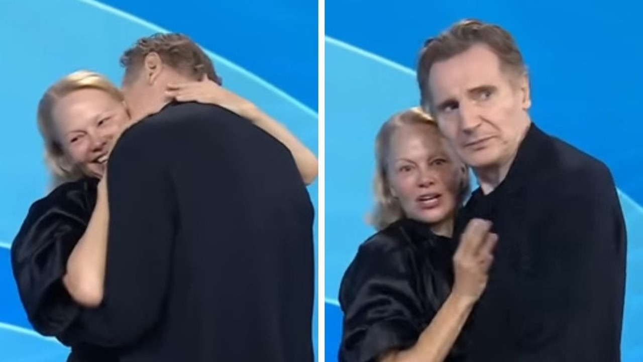 Pamela Anderson and Liam Neeson caught kissing in TV moment after striking up romance