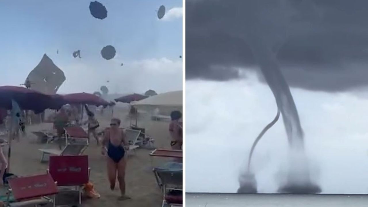 Tornado smashes into packed beach, tourists running for their lives