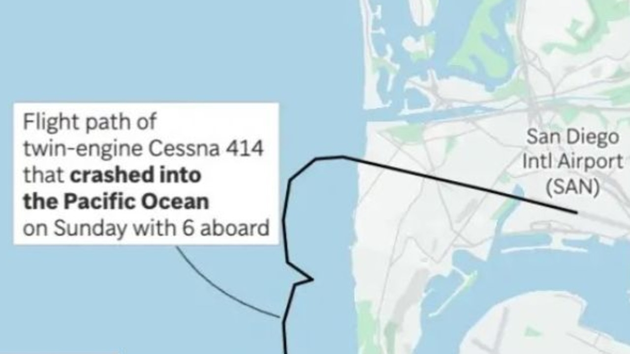 Six people dead after plane crashes into the ocean off San Diego