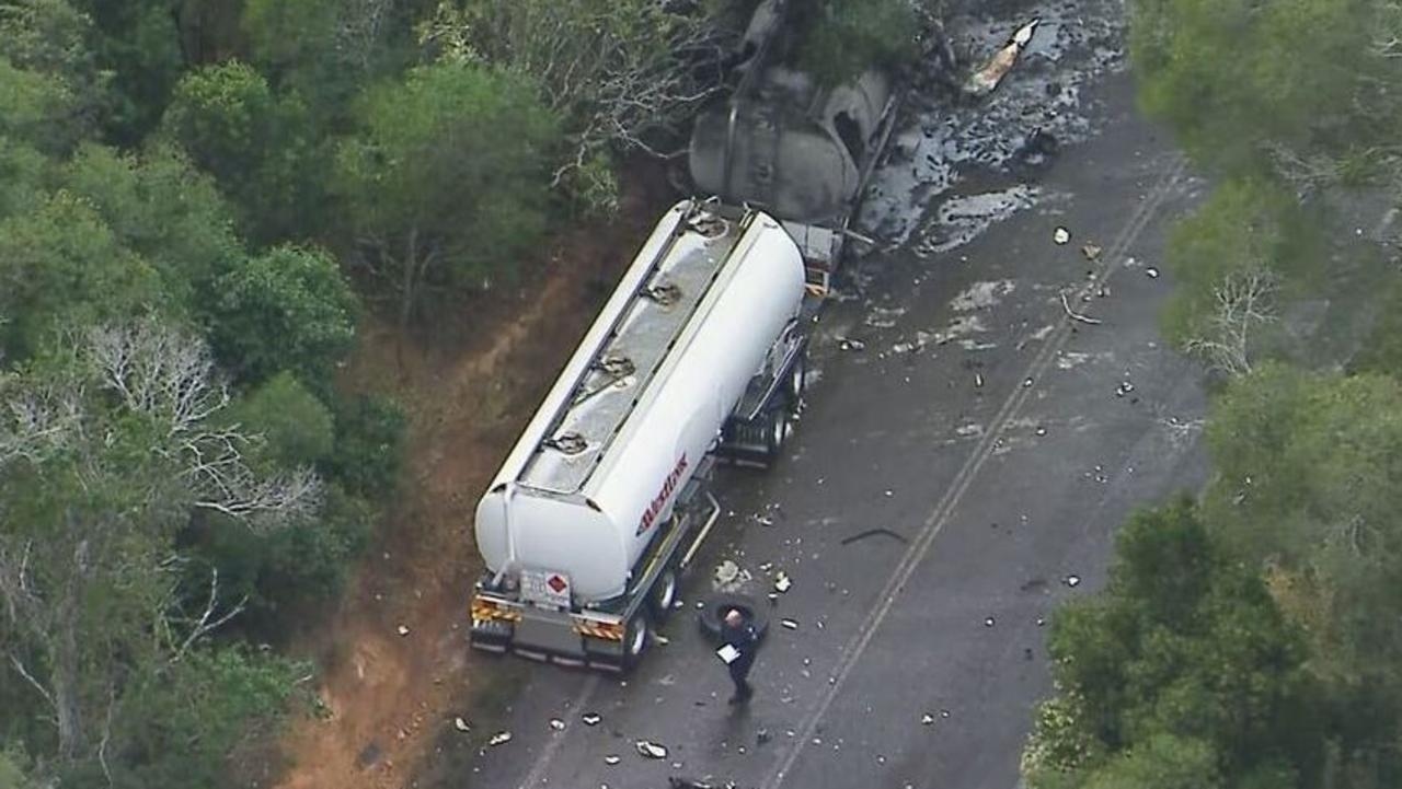 Two men killed in horror head-on truck and fuel tanker collision on Qld highway