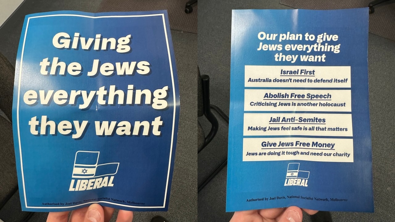 Antisemitic flyers falsely branded with Liberal Party logo handed out in Jewish suburb, prompting AEC review