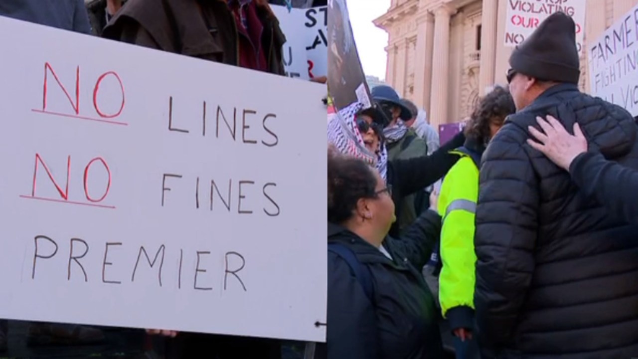 Victorian farmers rally against 'depsperation' of government's all renewables approach and wild $12k fines