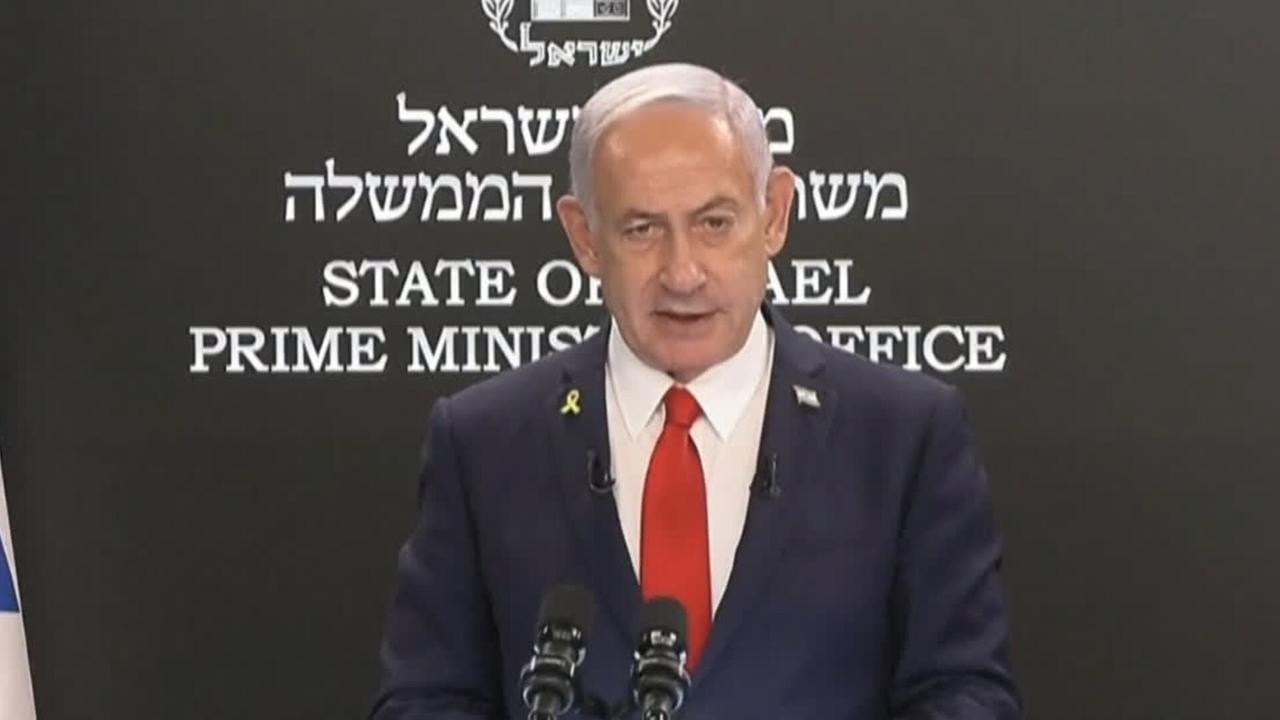 Benjamin Netanyahu holds press conference analysing the war in Gaza
