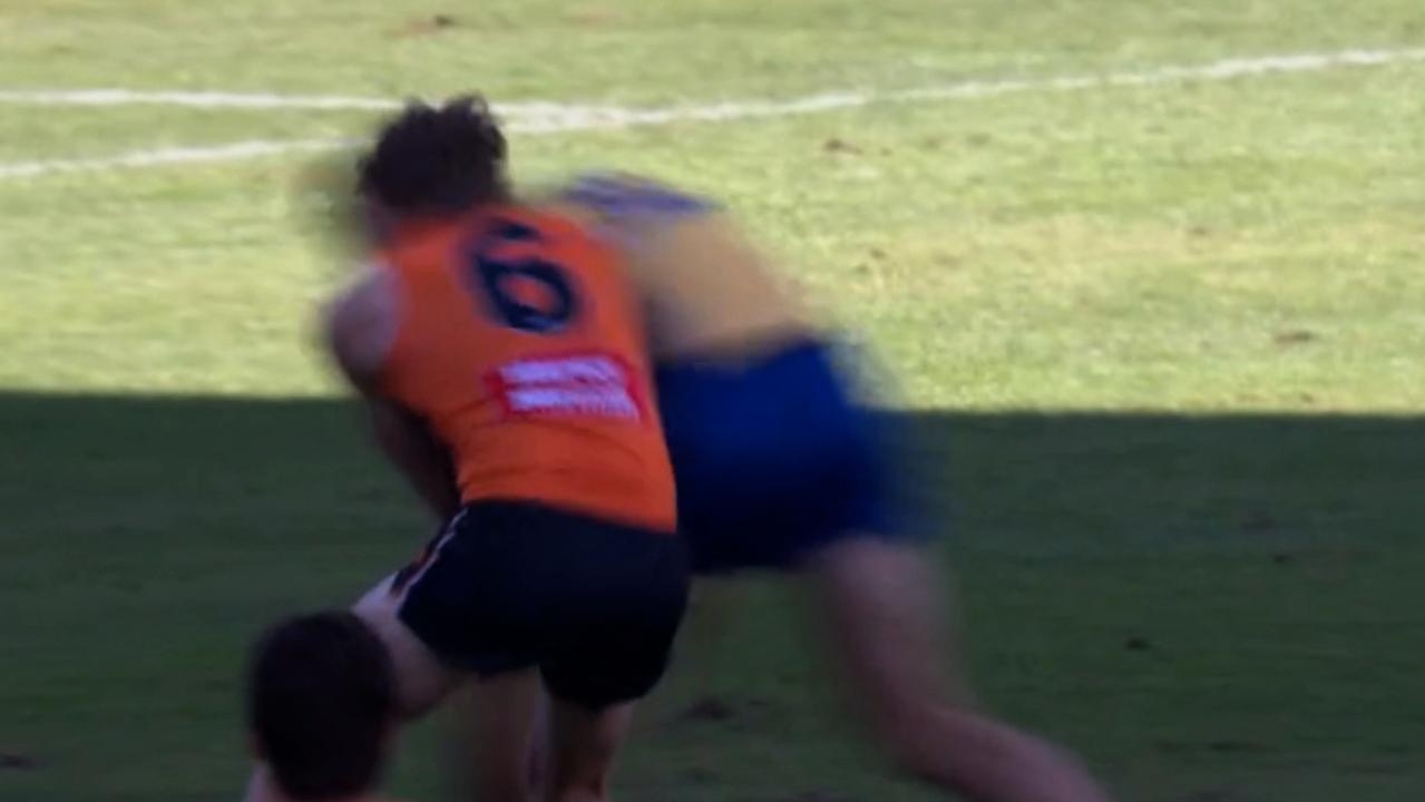 ‘What else is he meant to do?': GWS gun taken out in brutal bump