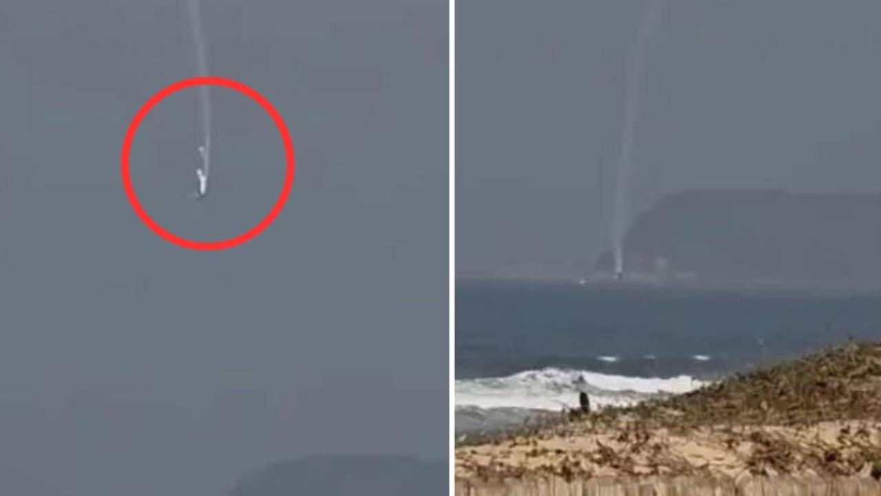Horrifying moment plane corkscrews and nosedives into the sea as pilot feared dead
