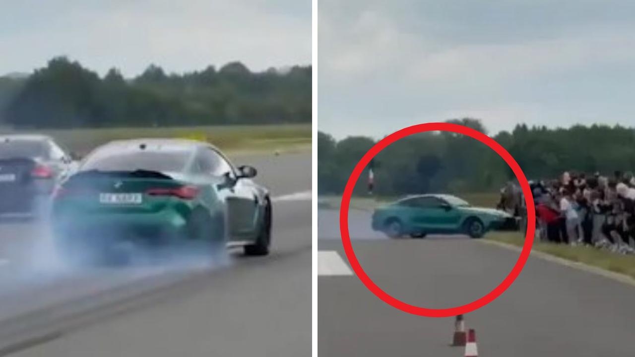 Horrific scenes as dragracer loses control, drives directly into crowd