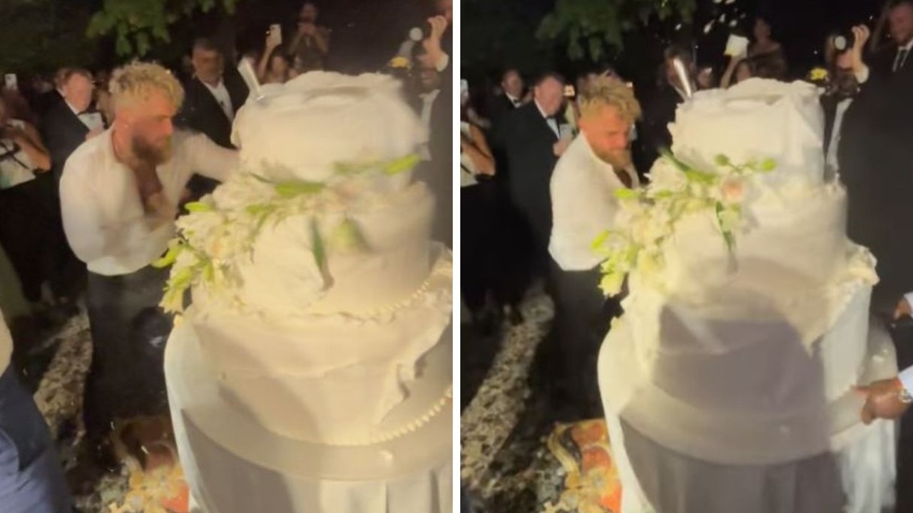 Jake Paul pummels his brother's wedding cake in bizarre clip