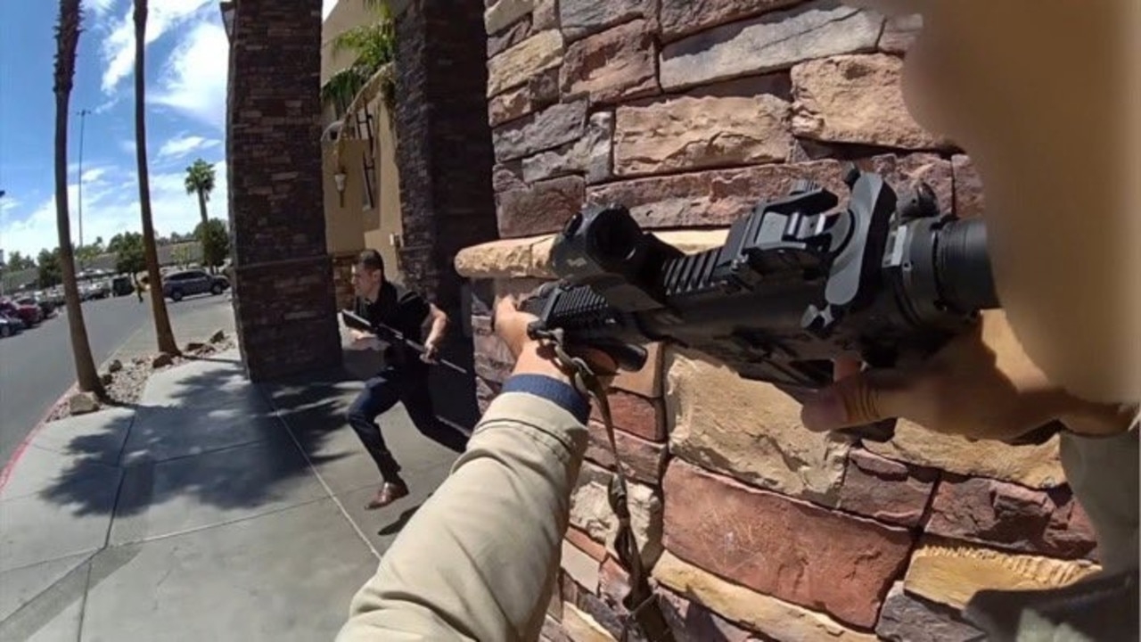 Insane body cam footage of police taking down Las Vegas gym shooter
