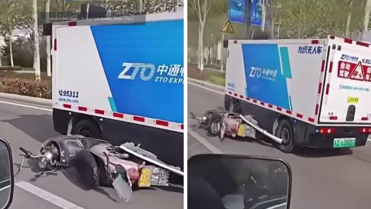 Shocking footage shows autonomous vehicle dragging scooter