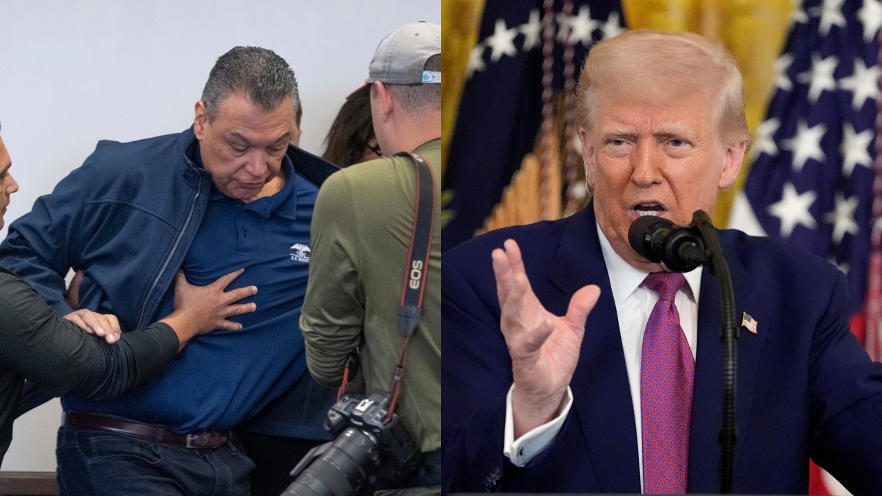 Democrat Senator handcuffed after disrupting Homeland Security immigration press conference as Trump reveals major changes to illegal migration response