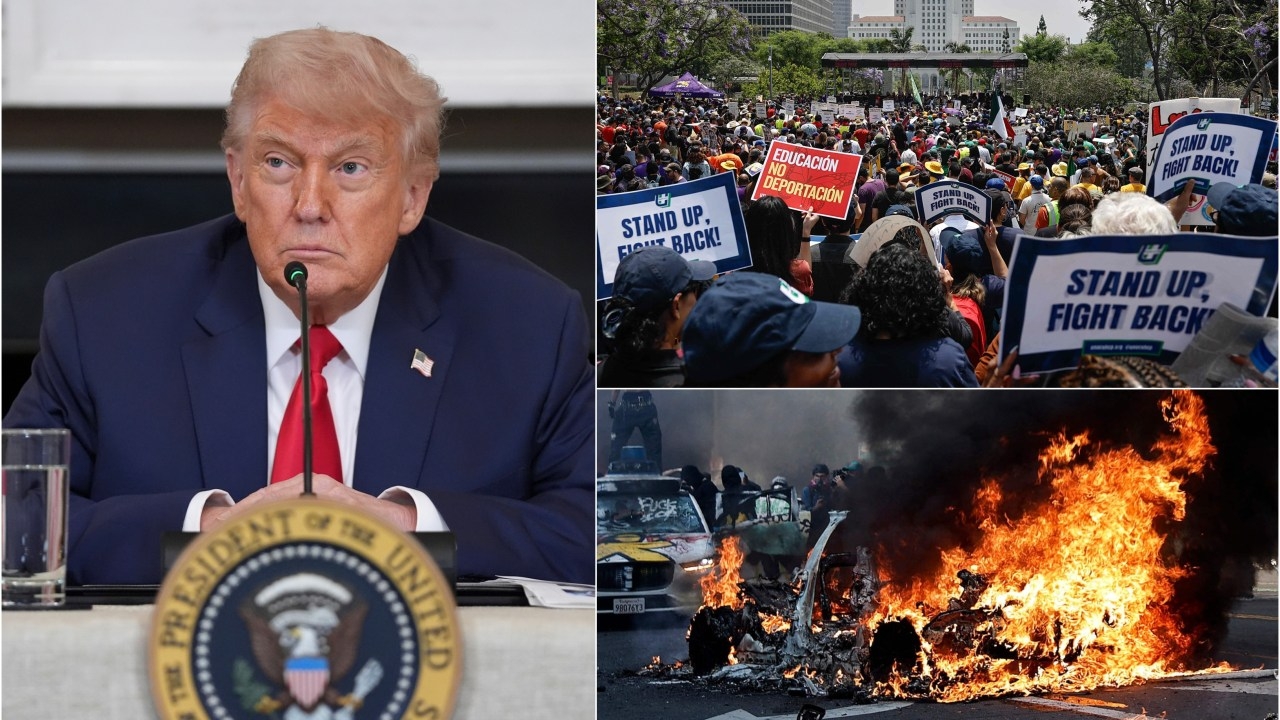Donald Trump says 'thank God we sent out the National Guard' to Los Angeles over immigration protests as California sues President for deploying troops