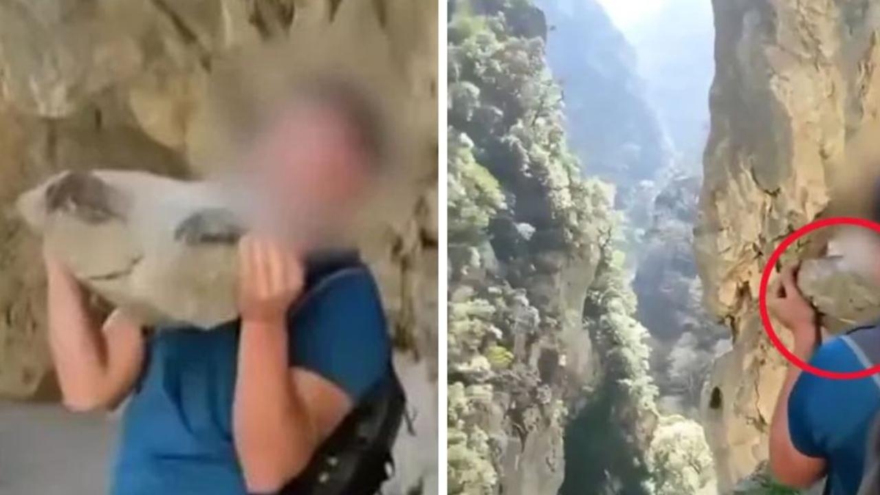 Tourist faces $350,000 fine after launching huge rock from a clifftop into a gorge at popular Spanish beauty spot
