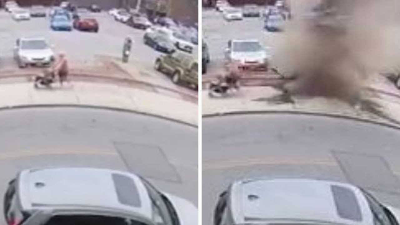 Horror moment grandma almost loses grandkids in manhole explosion
