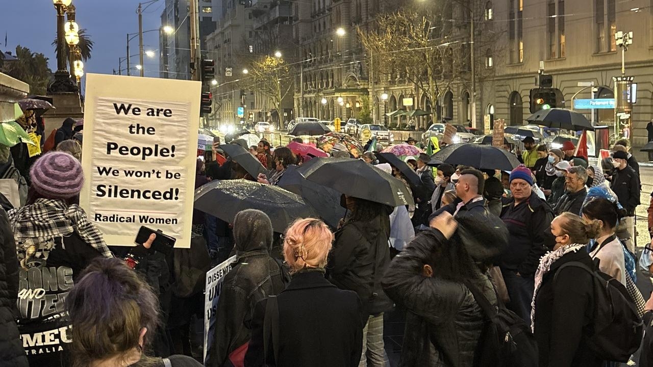Protesters rally against Allan government's anti-protest laws