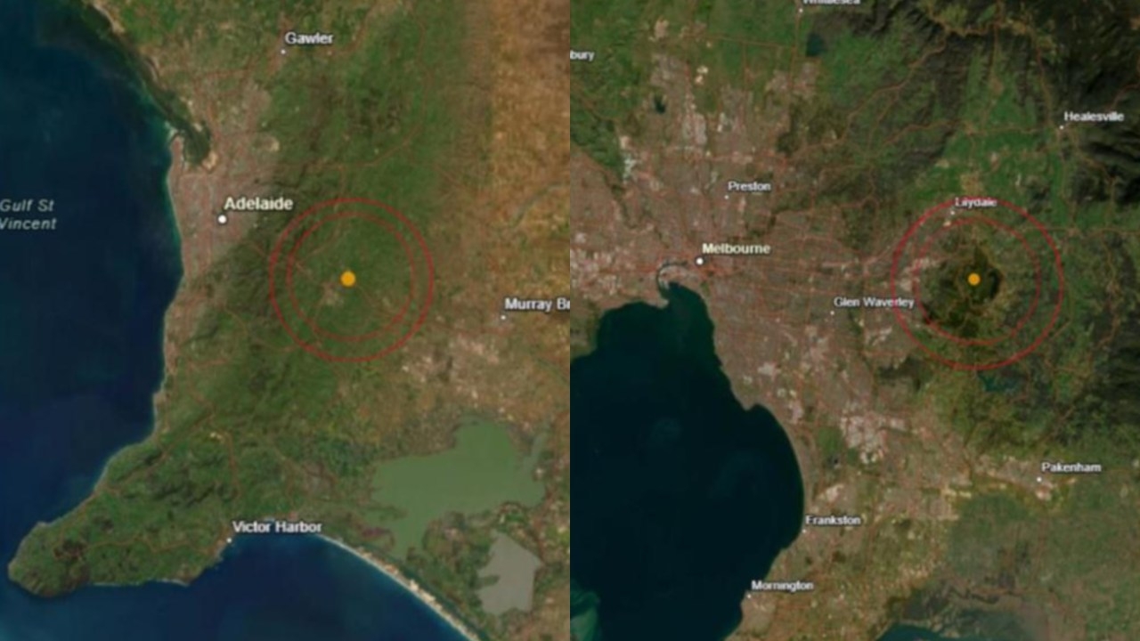 Two separate earthquakes rattles hundreds of residents across Melbourne and Adelaide overnight just hours apart