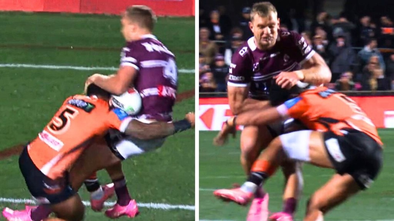 ‘Splat!': Tom Trbojevic cops a huge Wests Tigers hit in brutal act