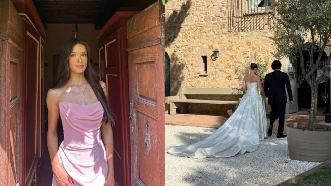 Karl Stefanovic's model daughter Willow, 20, stuns during Tuscan wedding as she shows off striking $463 pink strapless gown