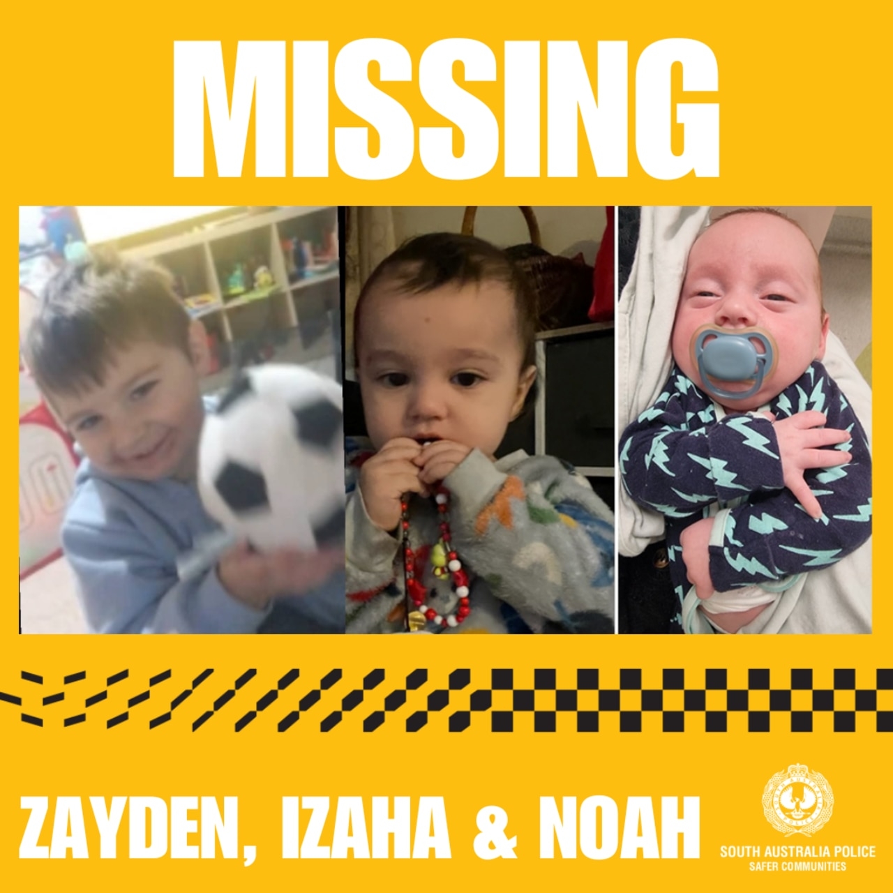 Welfare concerns for three missing young boys as SA Police launch public appeal