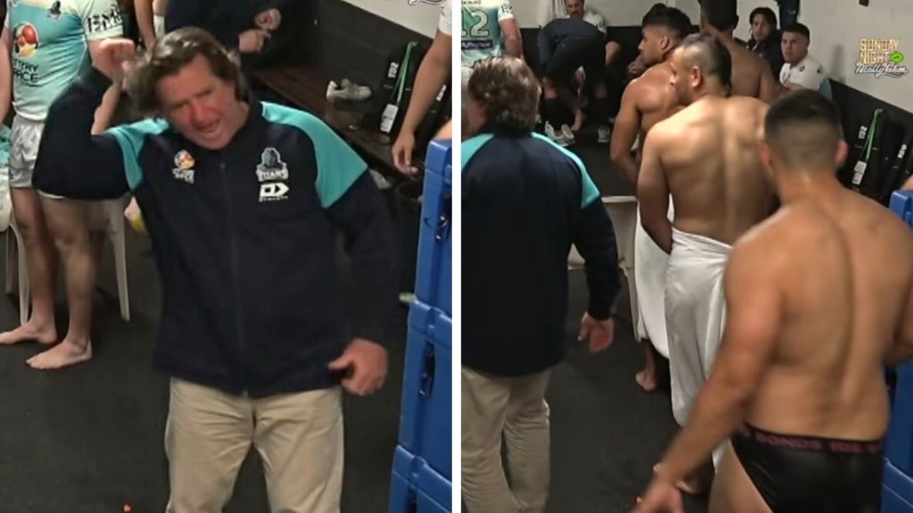 Gold Coast Titans coach Des Hasler blows up at players in the shower