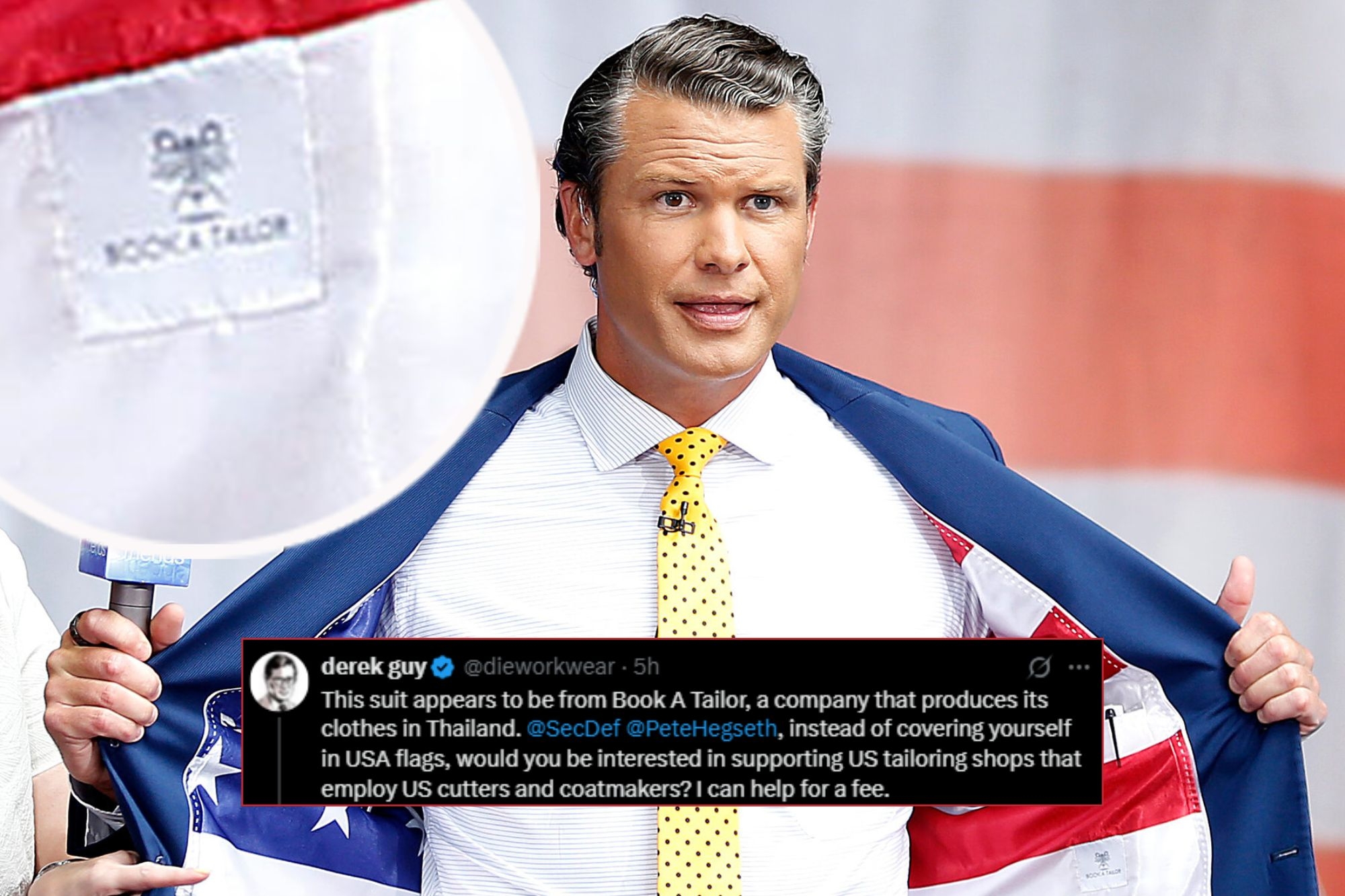 Hegseth Mocked for Wearing American Flag Suits Made in Thailand: 'Nothing Says America More Than Overseas Labor'