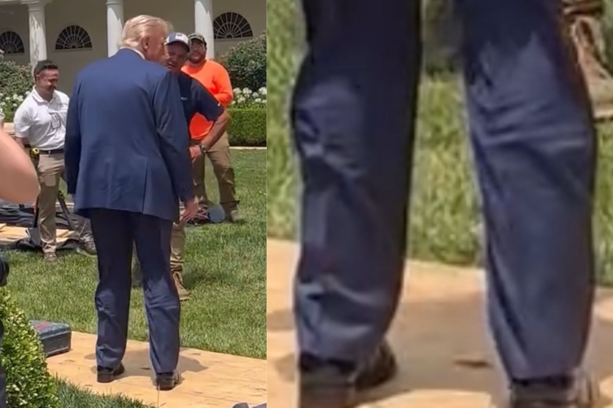 Lumps in Trump's Pants Revive Health Concerns as Speculation of 'Leg Braces' Grows Days After Tumbling Up Stairs