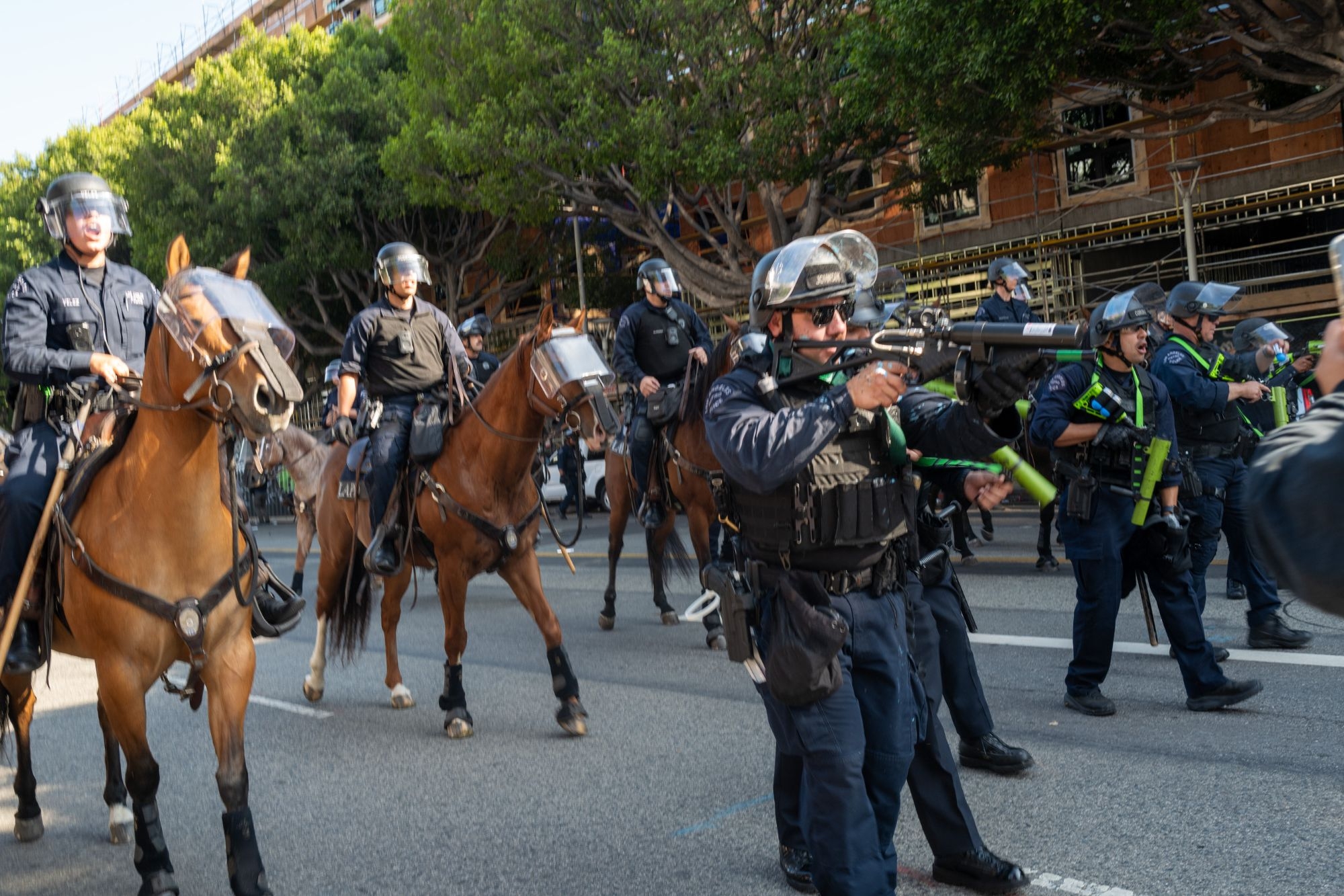 LAPD Caught in the 'Crossfire' After Being Hit by LASD's Tear Gas, Rubber Bullets While Trying to Break Up 'No Kings' Protest