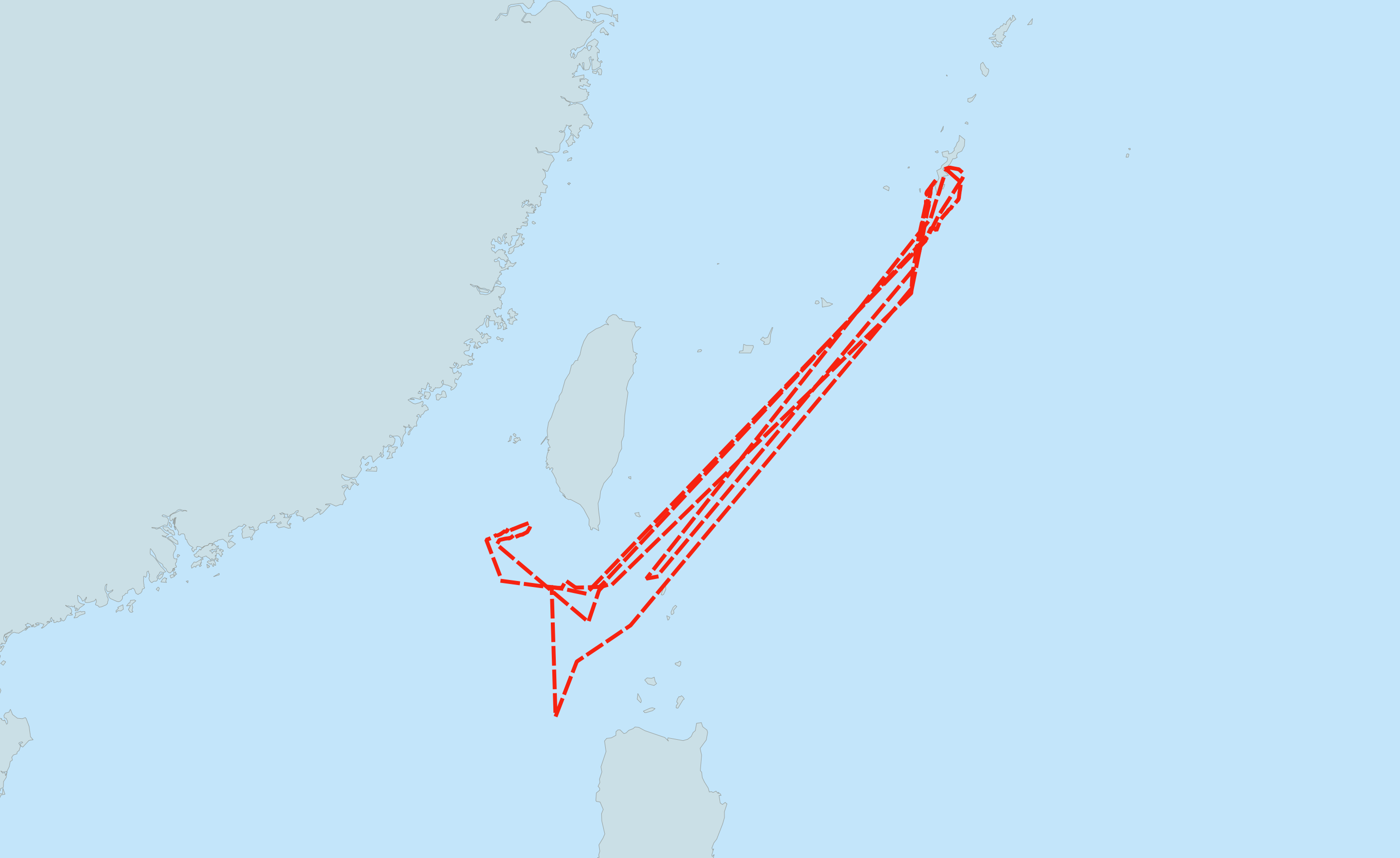 Map Shows Triple US Spy Flights Near China