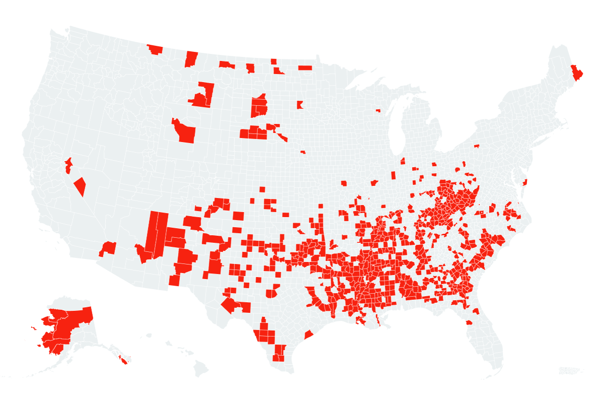 Map Shows US Counties With Life Expectancy Below North Korea's