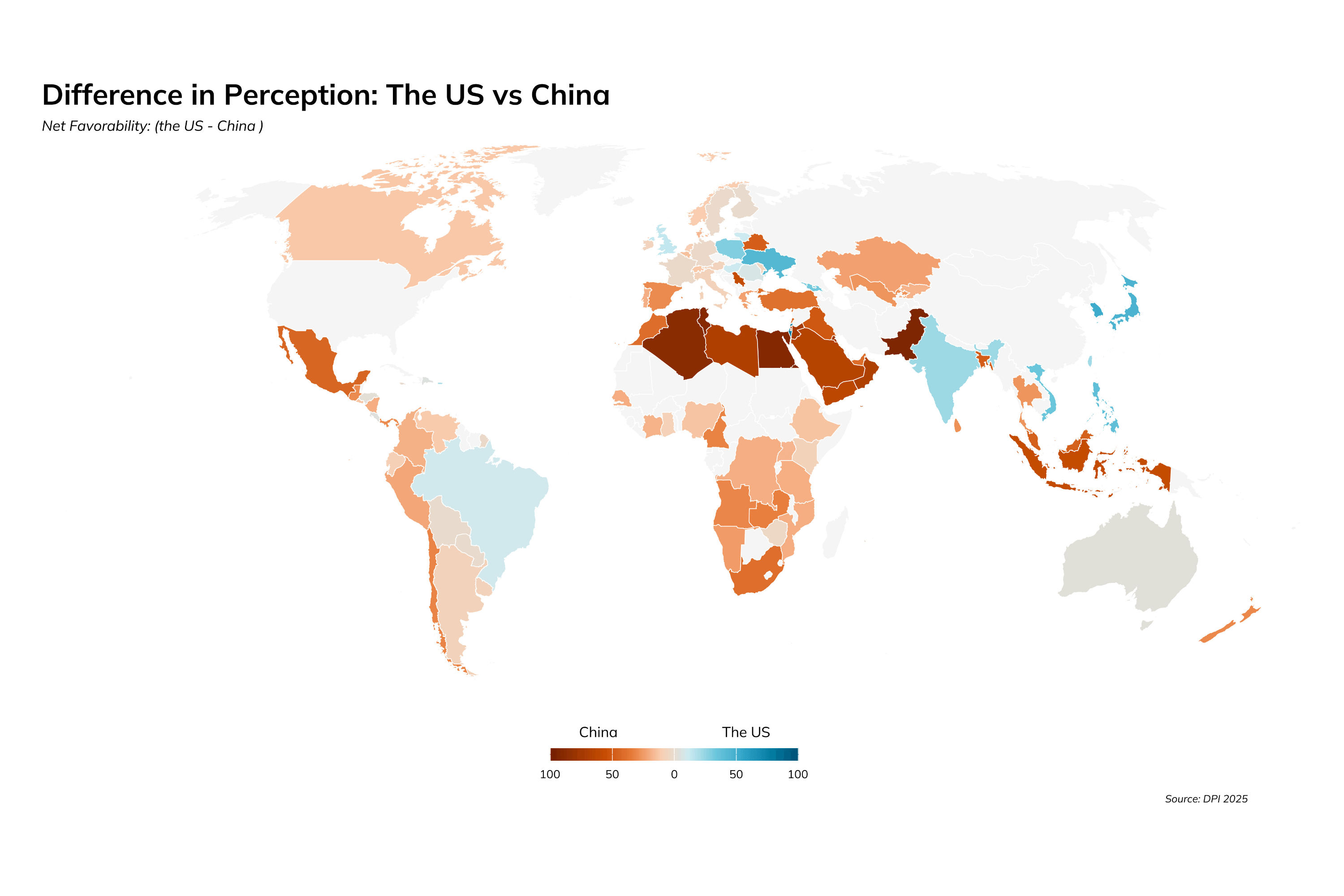 Map Shows Countries That Prefer China to the US